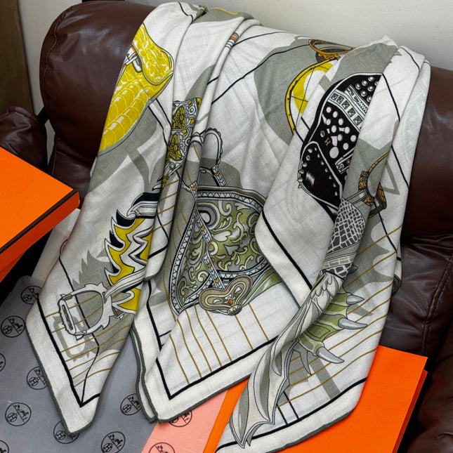HERMES 25S SCARF 140 IN SILK CASHMERE 989483