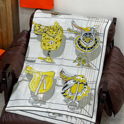 HERMES 25S SCARF 140 IN SILK CASHMERE 989483