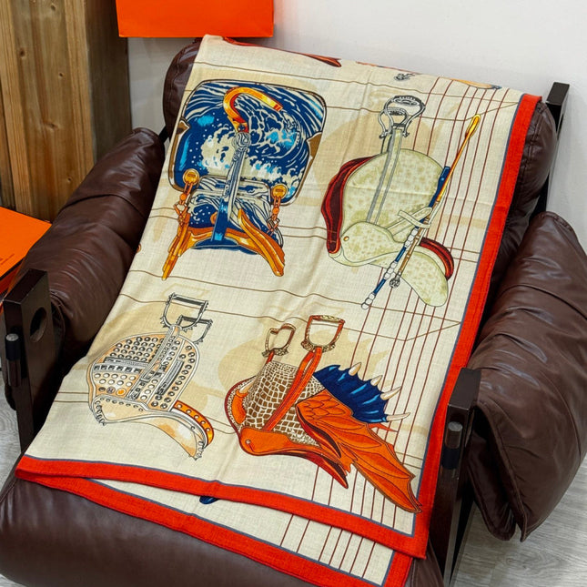 HERMES 25S SCARF 140 IN SILK CASHMERE 989485