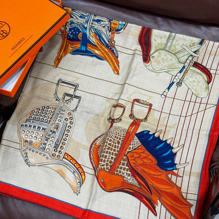HERMES 25S SCARF 140 IN SILK CASHMERE 989485