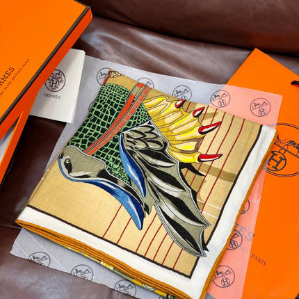 HERMES 25S SCARF 140 IN SILK CASHMERE 989487