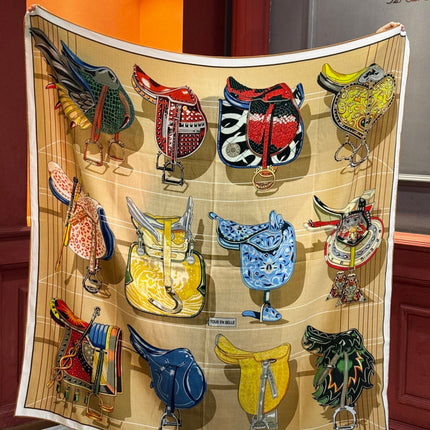 HERMES 25S SCARF 140 IN SILK CASHMERE 989487