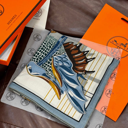 HERMES 25S SCARF 140 IN SILK CASHMERE 989488