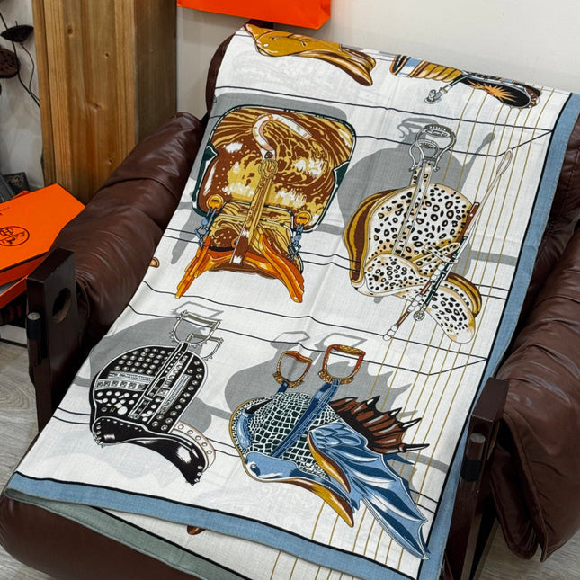 HERMES 25S SCARF 140 IN SILK CASHMERE 989488