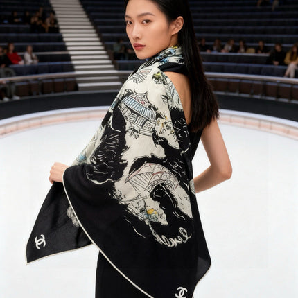 CHANEL 25S SCARF 135 IN CASHMERE 991638