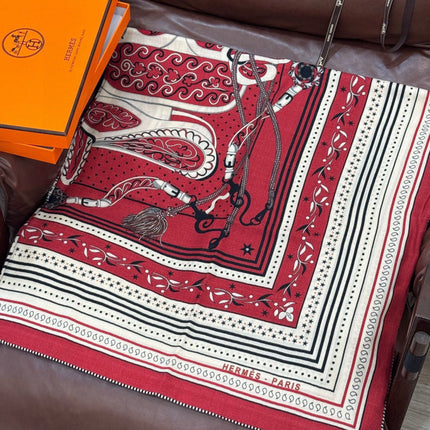 HERMES 25S SCARF 140 IN SILK CASHMERE 991679