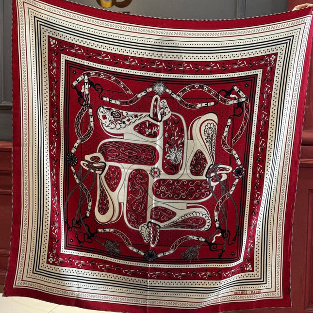 HERMES 25S SCARF 140 IN SILK CASHMERE 991679