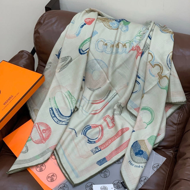 HERMES 25S SCARF 137 IN SILK CASHMERE 991689