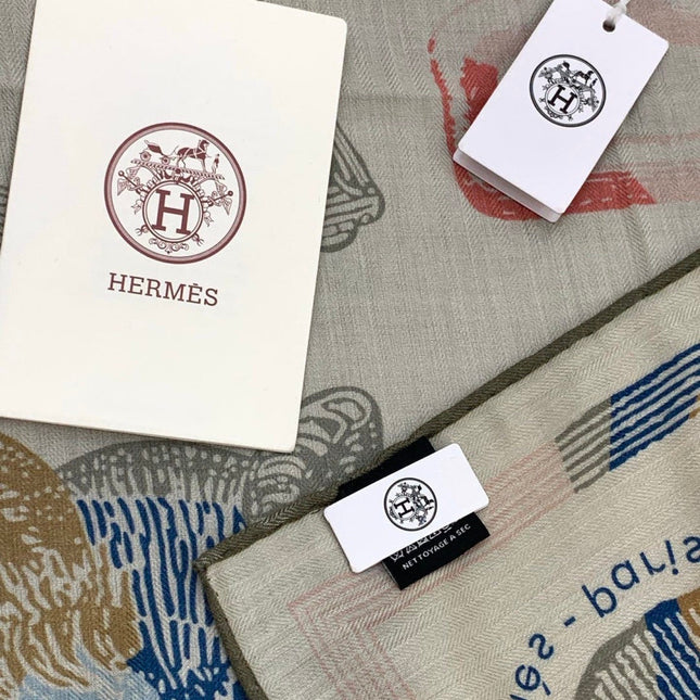 HERMES 25S SCARF 137 IN SILK CASHMERE 991689