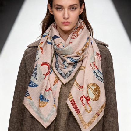 HERMES 25S SCARF 137 IN SILK CASHMERE 991691