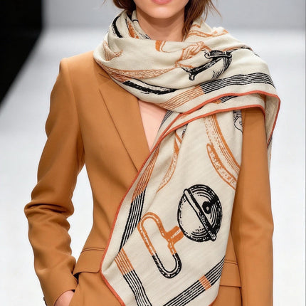 HERMES 25S SCARF 137 IN SILK CASHMERE 991692