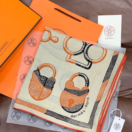 HERMES 25S SCARF 137 IN SILK CASHMERE 991692
