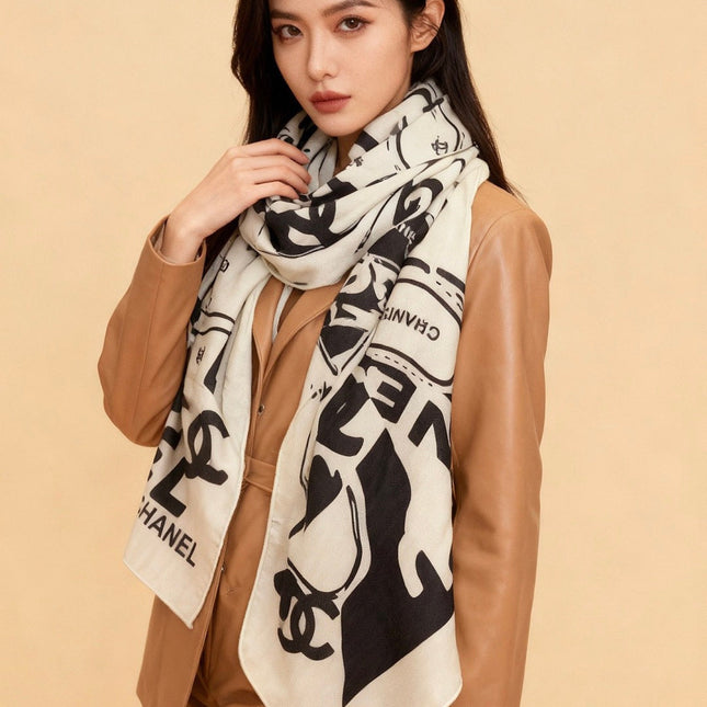 CHANEL 25S SCARF 135 IN CASHMERE 991695