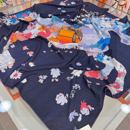 HERMES 26S SCARF 140 IN CASHMERE AND SILK 303342