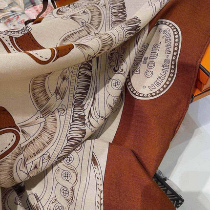 HERMES 26S SCARF 140 IN CASHMERE AND SILK 303354