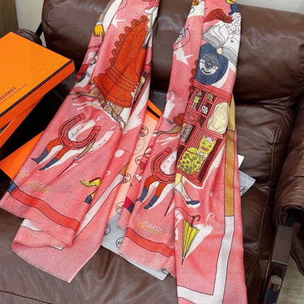 HERMES 26S LONG SCARF 200 IN CASHMERE AND SILK 307234