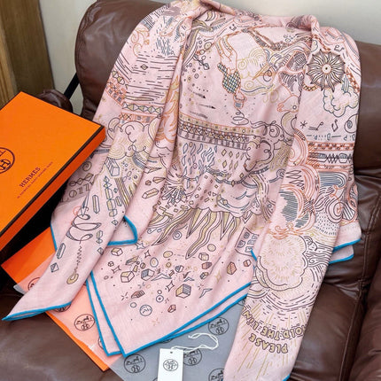 HERMES 26S PRINTED SQUARE SCARF 135 IN SILK 311975