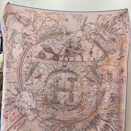 HERMES 26S PRINTED SQUARE SCARF 135 IN SILK 311975