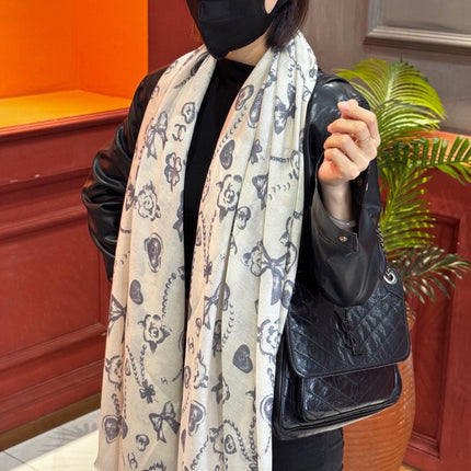CHANEL 26S PRINTED SHAWL 200 IN SILK 313395