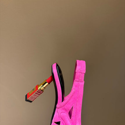 BALMAIN 26S SLINGBACK HEELS 100 MM IN DARK PINK SUEDE