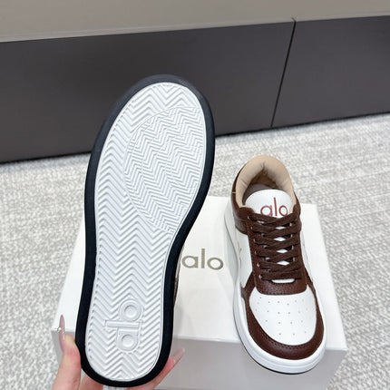 ALO 25S SNEAKER IN DARK BROWN AND WHITE LAMBSKIN
