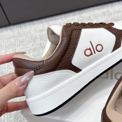ALO 25S SNEAKER IN DARK BROWN AND WHITE LAMBSKIN