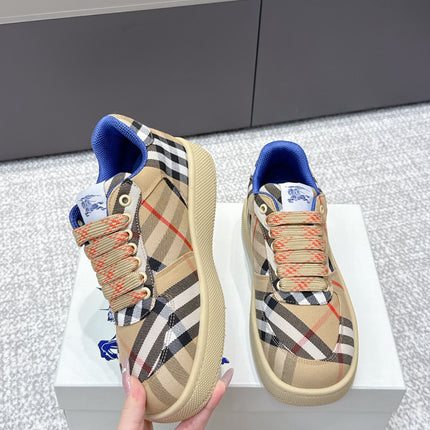 THE BURBERRY CHECK TERRACE SNEAKERS IN BROWN CANVAS