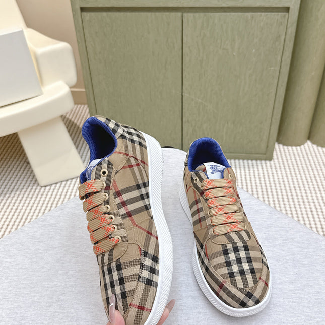 BURBERRY 26S PLAID TERRACE SNEAKERS IN LIGHT BROWN CANVAS STYLE 13