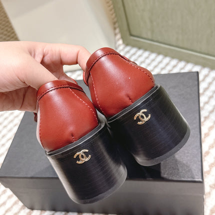 CHANEL 25S GODDESS MOCCASIN LOAFERS 65MM IN DARK RED CALFSKIN GOLD HARDWARE