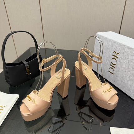 DIOR 26S HIGH HEEL SANDALS 120 MM IN NUDE BEIGE SATIN