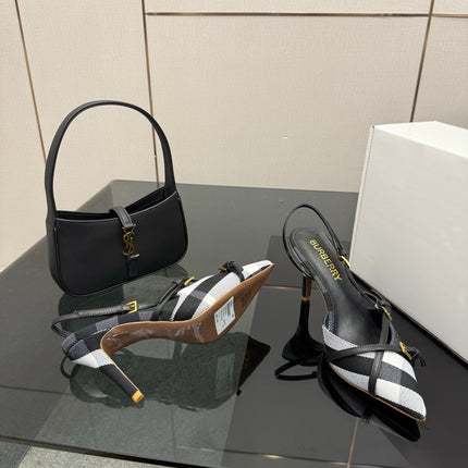 BURBERRY 26S SLINGBACK HEELS 85 MM IN STRIPED COLOR COORDINATION FABRIC STYLE 9