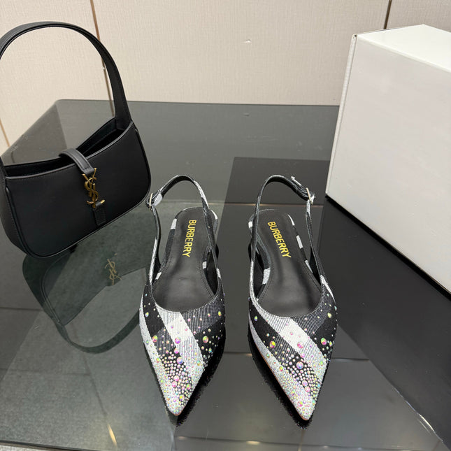 BURBERRY 26S SLINGBACK IN STRIPED COLOR COORDINATION FABRIC STYLE 3