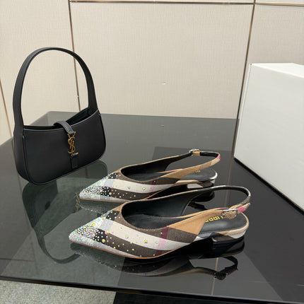 BURBERRY 26S SLINGBACK IN STRIPED COLOR COORDINATION FABRIC