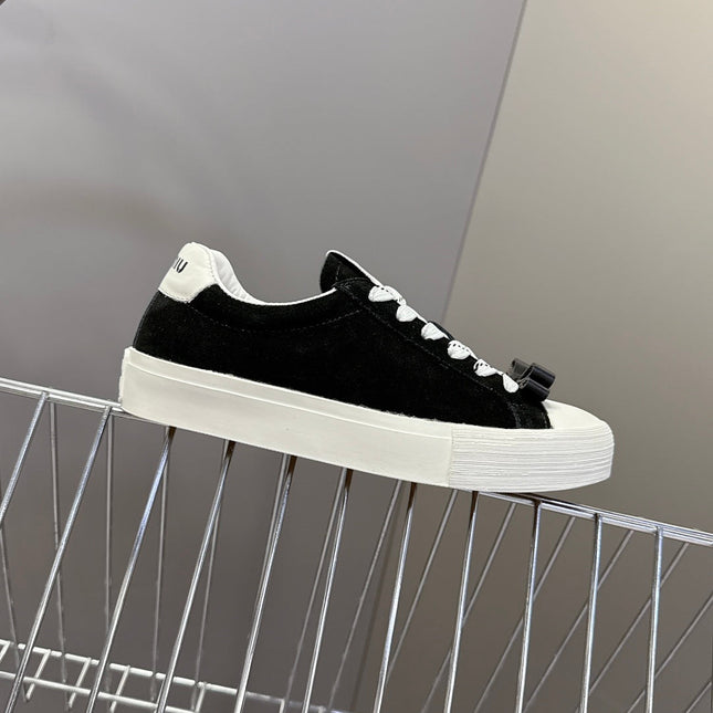 MIUMIU 25S SNEAKERS IN BLACK SUEDE