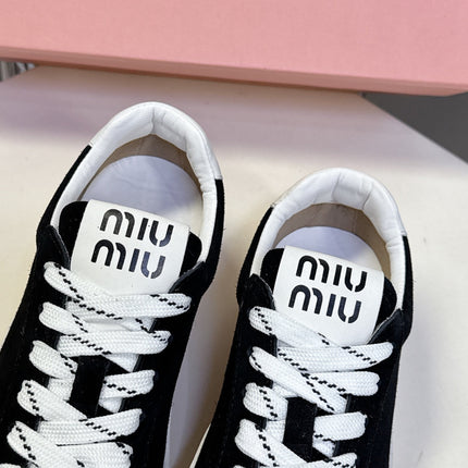 MIUMIU 25S SNEAKERS IN BLACK SUEDE
