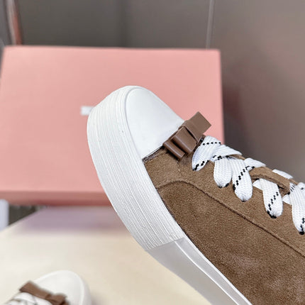 MIUMIU 25S SNEAKERS IN EARTH BROWN SUEDE