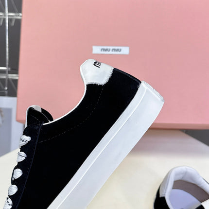 MIUMIU 25S SNEAKERS IN BLACK SUEDE