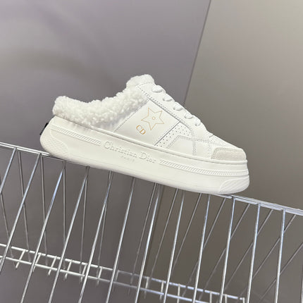 DIOR 25S DIOR STAR SNEAKERS 40 MM IN WHITE LAMBSKIN AND WOOL
