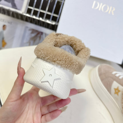 DIOR 25S DIOR STAR SNEAKERS 40 MM IN NUDE PINK SUEDE AND WOOL