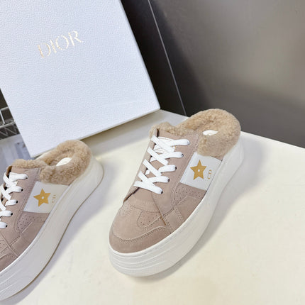 DIOR 25S DIOR STAR SNEAKERS 40 MM IN NUDE PINK SUEDE AND WOOL