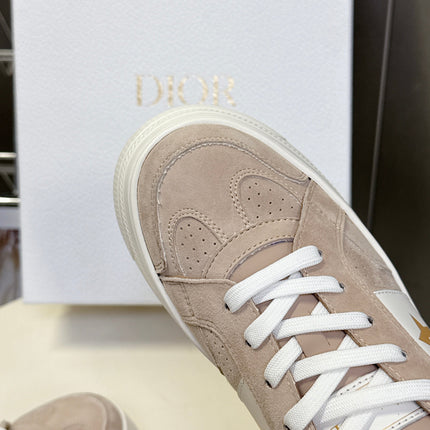 DIOR 25S DIOR STAR SNEAKERS 40 MM IN NUDE PINK SUEDE AND WOOL