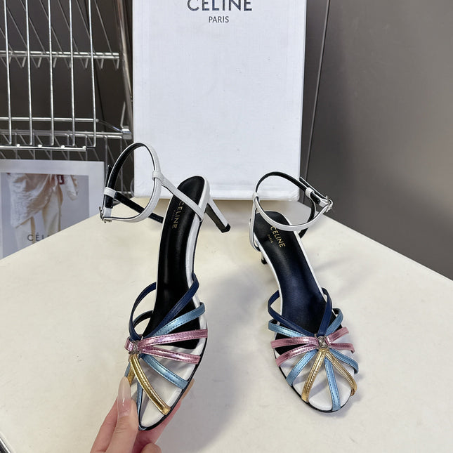 CELINE 26S HIGH-HEEL SANDALS 60 MM IN MULTICOLOR CALFSKIN