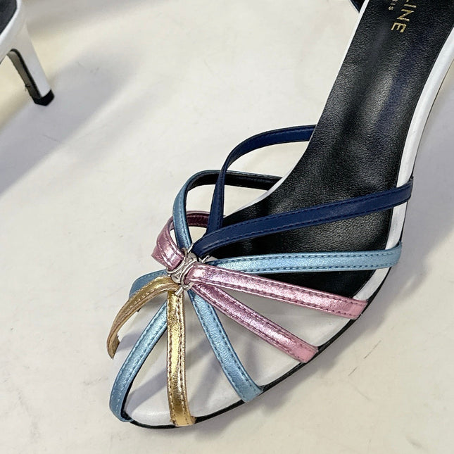 CELINE 26S HIGH-HEEL SANDALS 60 MM IN MULTICOLOR CALFSKIN