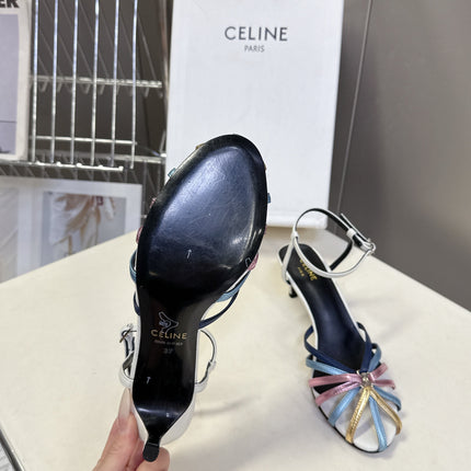 CELINE 26S HIGH-HEEL SANDALS 60 MM IN MULTICOLOR CALFSKIN