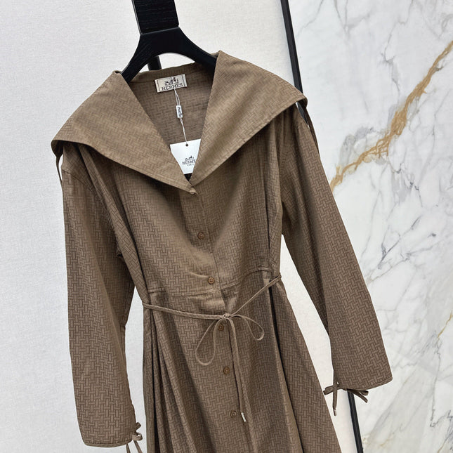HERMES 26S LONG COAT DRESS 518