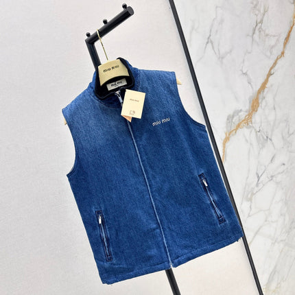 MIUMIU 26S SLEEVELESS DENIM JACKET 958