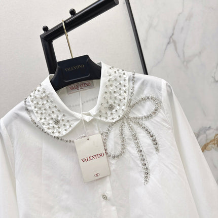 VALENTINO 26S PETER PAN COLLAR SHIRT WITH BOW STYLE 57