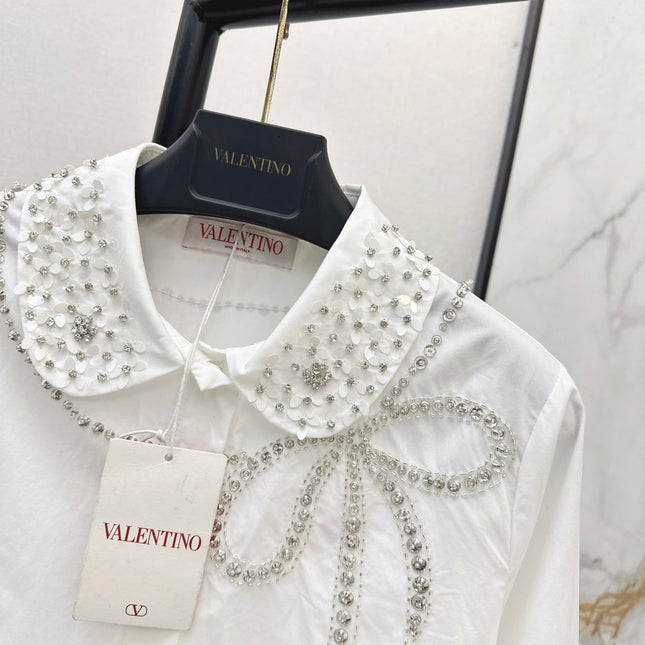 VALENTINO 26S PETER PAN COLLAR SHIRT WITH BOW STYLE 57