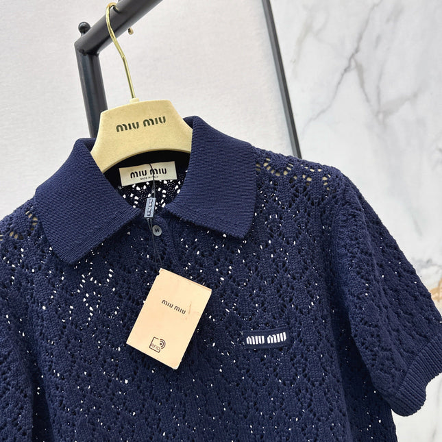 MIUMIU 26S SHORT-SLEEVED KNIT POLO SHIRT STYLE 1041
