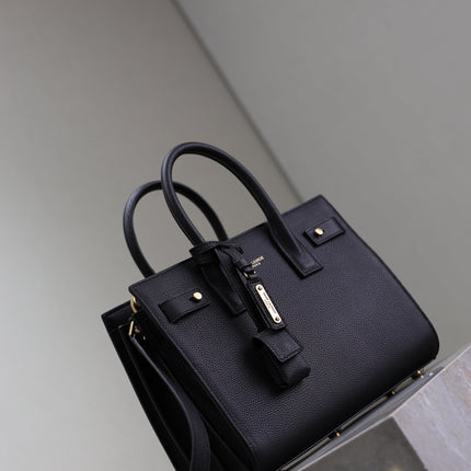 YSL 25S SAC DE JOUR MM 26 IN BLACK SUPPLE GRAINED CALFSKIN GOLD HARDWARE